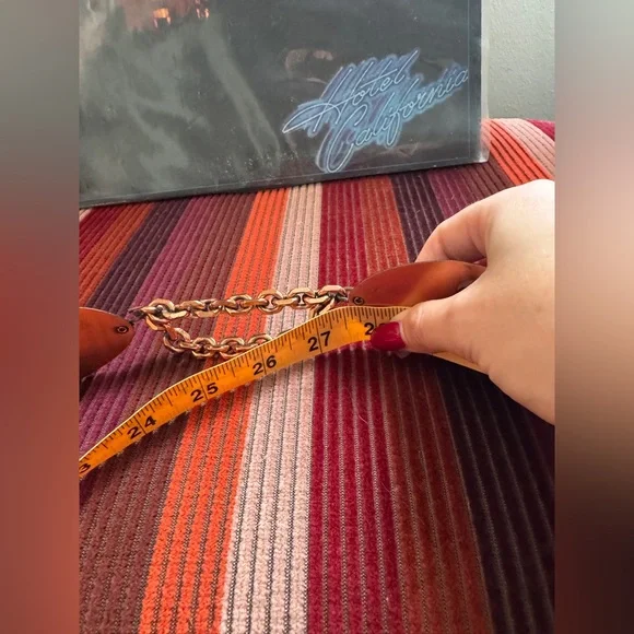 60s Vintage Leaf Copper Belt Sz SM - Picture 6 of 7